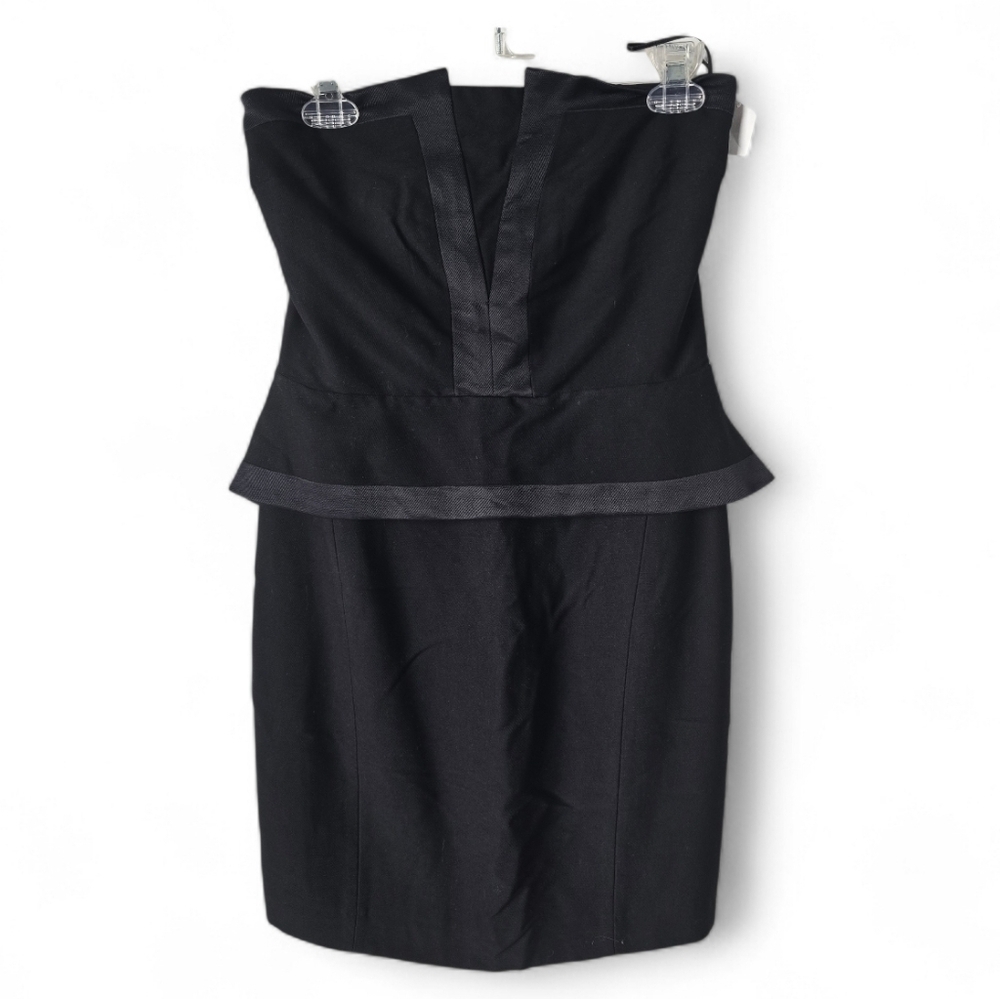 NWT Sandro Peplum Strapless Black Mini Dress Size 2 Cocktail Party Wedding